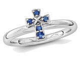 1/8 Carat (ctw) Lab-Created Sapphire Cross Ring in Sterling Silver